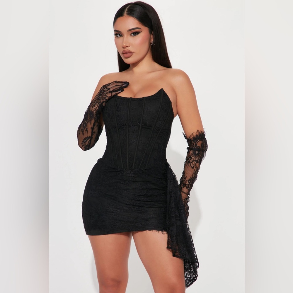 Fashion Nova NWT Always Sweet Corset Mini Dress XL Black